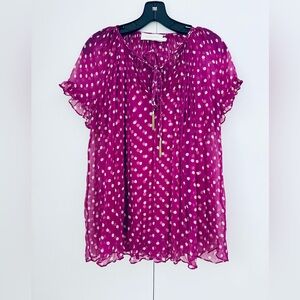 Zimmermann silk oversized Magenta dot blouse with tank top . Size AU 2 US 8/10